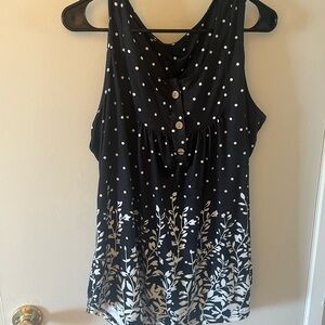 Polka Dot Sleeveless Top - Blue and White
Like New
